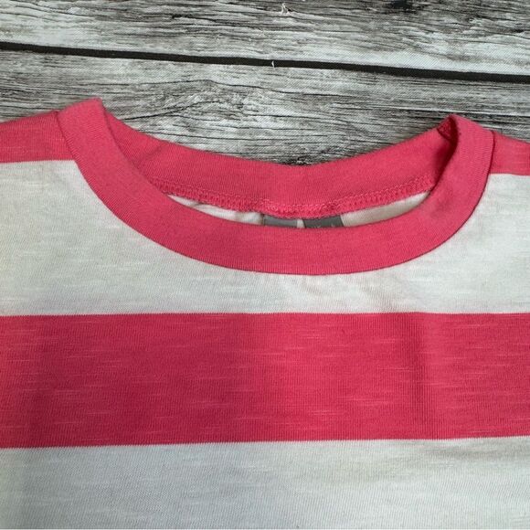 ASOS Women's Striped Oversized Boxy Cropped T Tee Shirt 2 White Bright Hot Pink - Picture 3 of 12